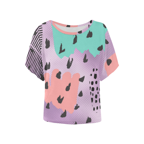 dot pattern Women's Batwing-Sleeved Blouse T shirt (Model T44)
