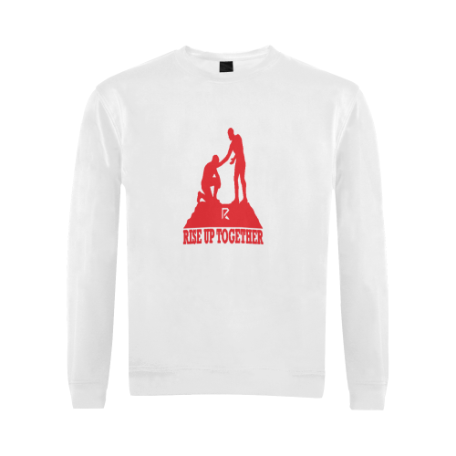 Rise Up Together Crewneck Sweatshirt for Men/Large (Red & White) All Over Print Crewneck Sweatshirt for Men/Large (Model H18)