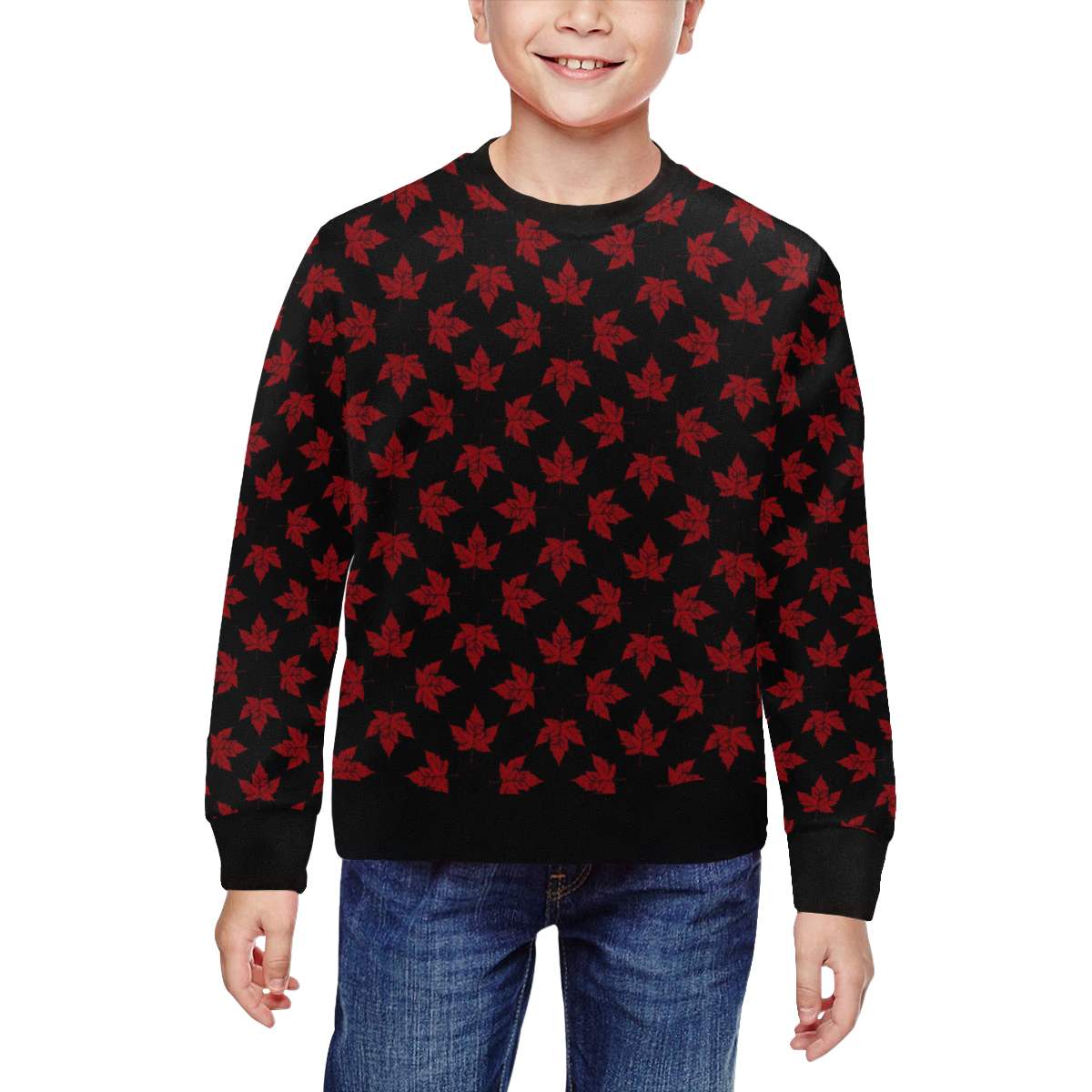 Cool Canada Sweatshirts Kid's Retra Black All Over Print Crewneck Sweatshirt for Kids (Model H29)