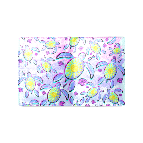 Sea Turtle and Sun Abstract Glitch Ultraviolet Men's Leather Wallet (Model 1612)