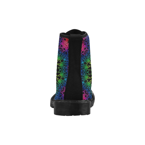 Rainbow Scratch Art Mandala Kaleidoscope Abstract Martin Boots for Women (Black) (Model 1203H)