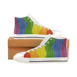 Gay Pride - Rainbow Flag Waves Stripes 3 Women's Classic High Top Canvas Shoes (Model 017)