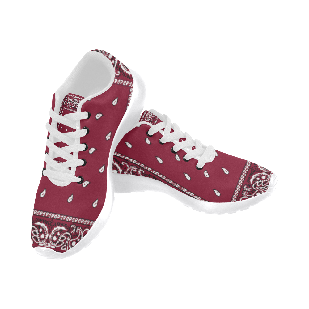 Burgundy Bandana Men-White Men’s Running Shoes (Model 020)