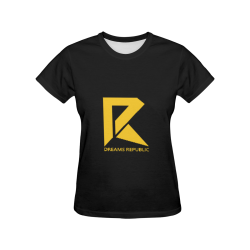 T-Shirt for Women(Black and Gold) All Over Print T-Shirt for Women (USA Size) (Model T40)