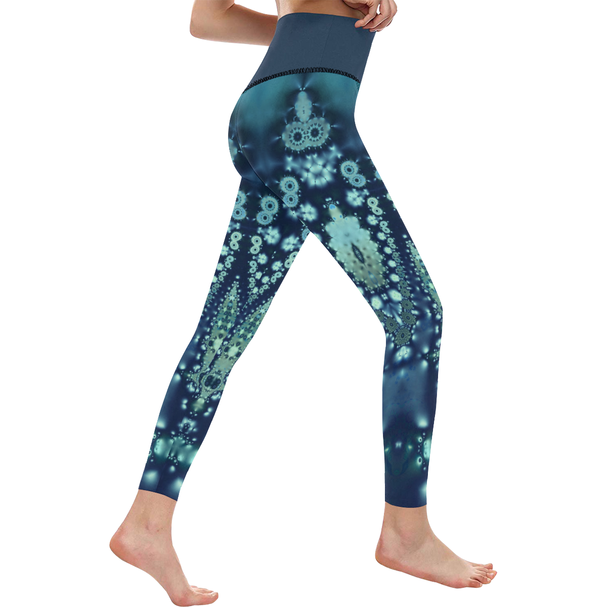 Azure Lace Women's All Over Print High-Waisted Leggings (Model L36)