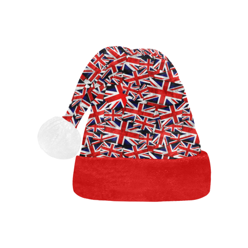 Union Jack British UK Flag Red Trim Santa Hat