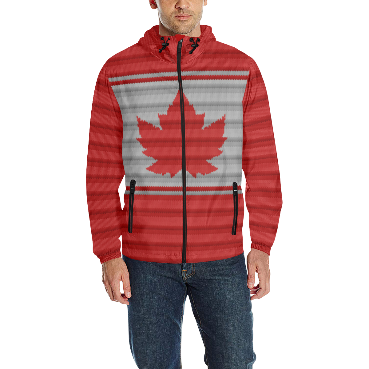 Canada Winter Print All Over Print Quilted Windbreaker for Men (Model H35)