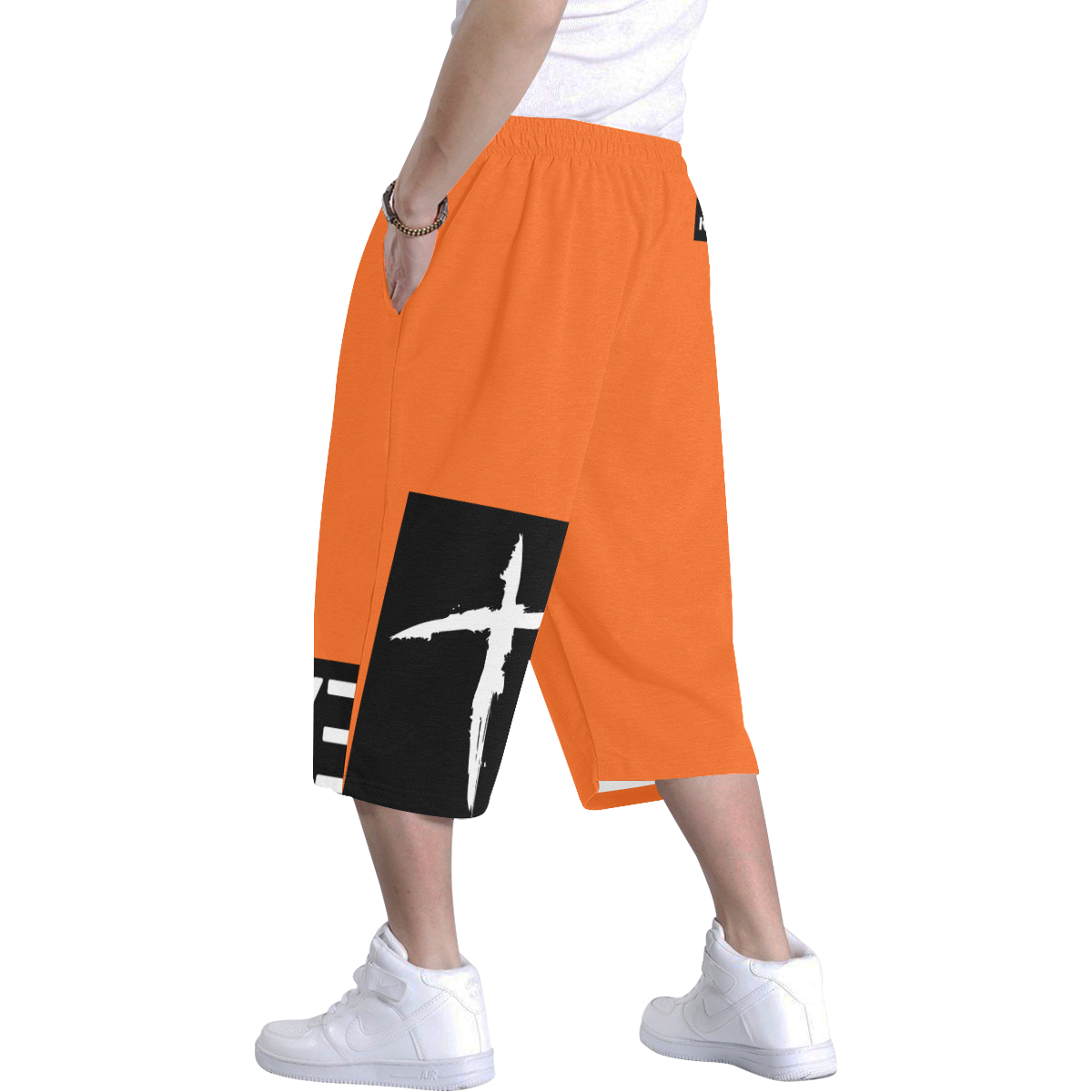 Orange Men's All Over Print Baggy Shorts (Model L37)