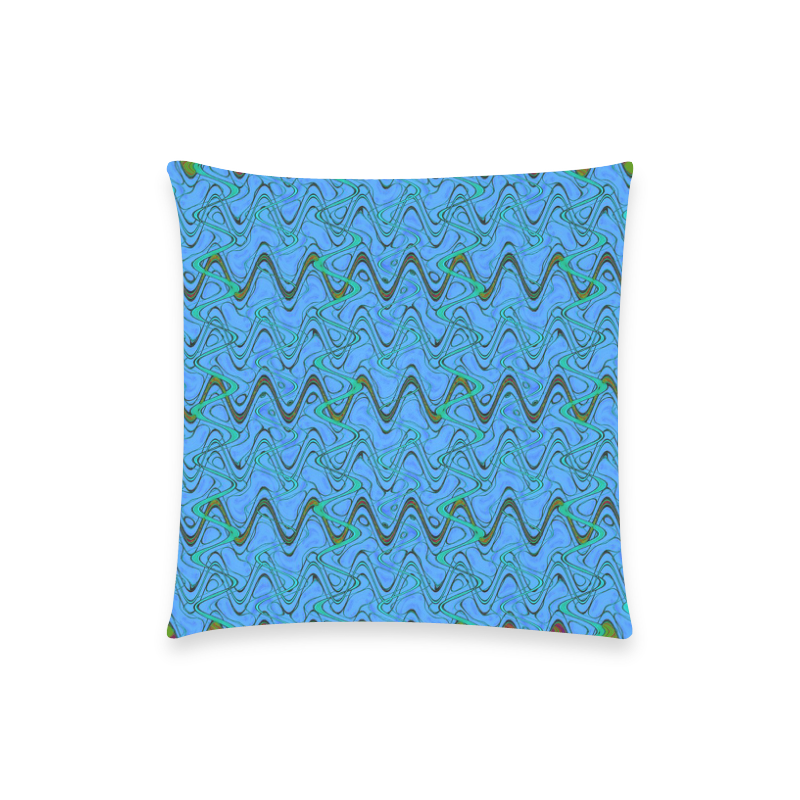 Blue Green and Black Waves pattern design Custom  Pillow Case 18"x18" (one side) No Zipper