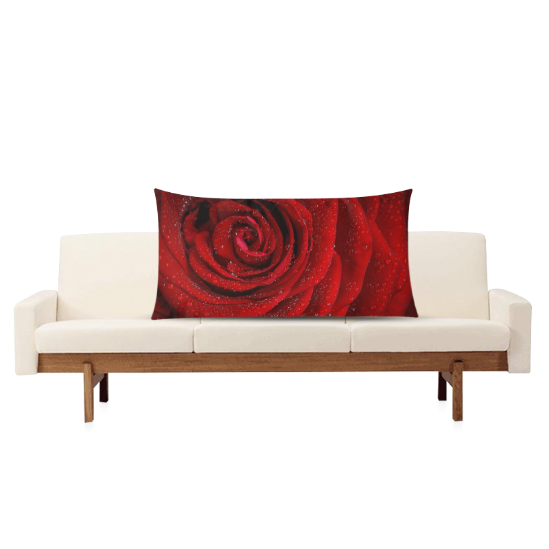 Red rosa Rectangle Pillow Case 20"x36"(Twin Sides)