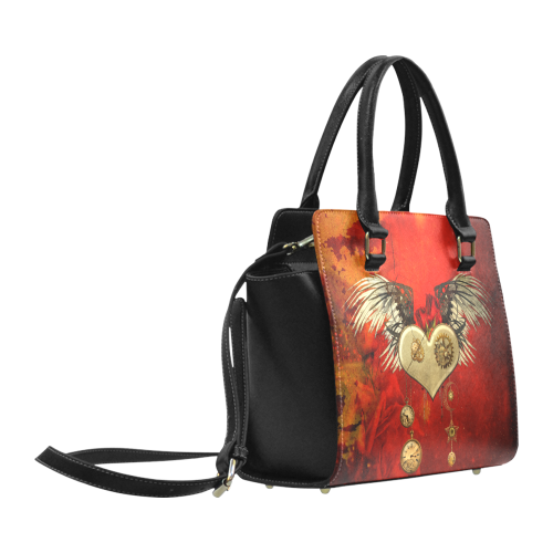 Steampunk heart, clocks and gears Classic Shoulder Handbag (Model 1653)