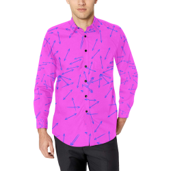Arrows Every Direction Blue and Pink Men's All Over Print Casual Dress Shirt (Model T61)