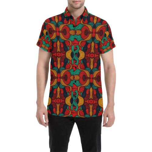 psychedelic art Men's All Over Print Short Sleeve Shirt/Large Size (Model T53)