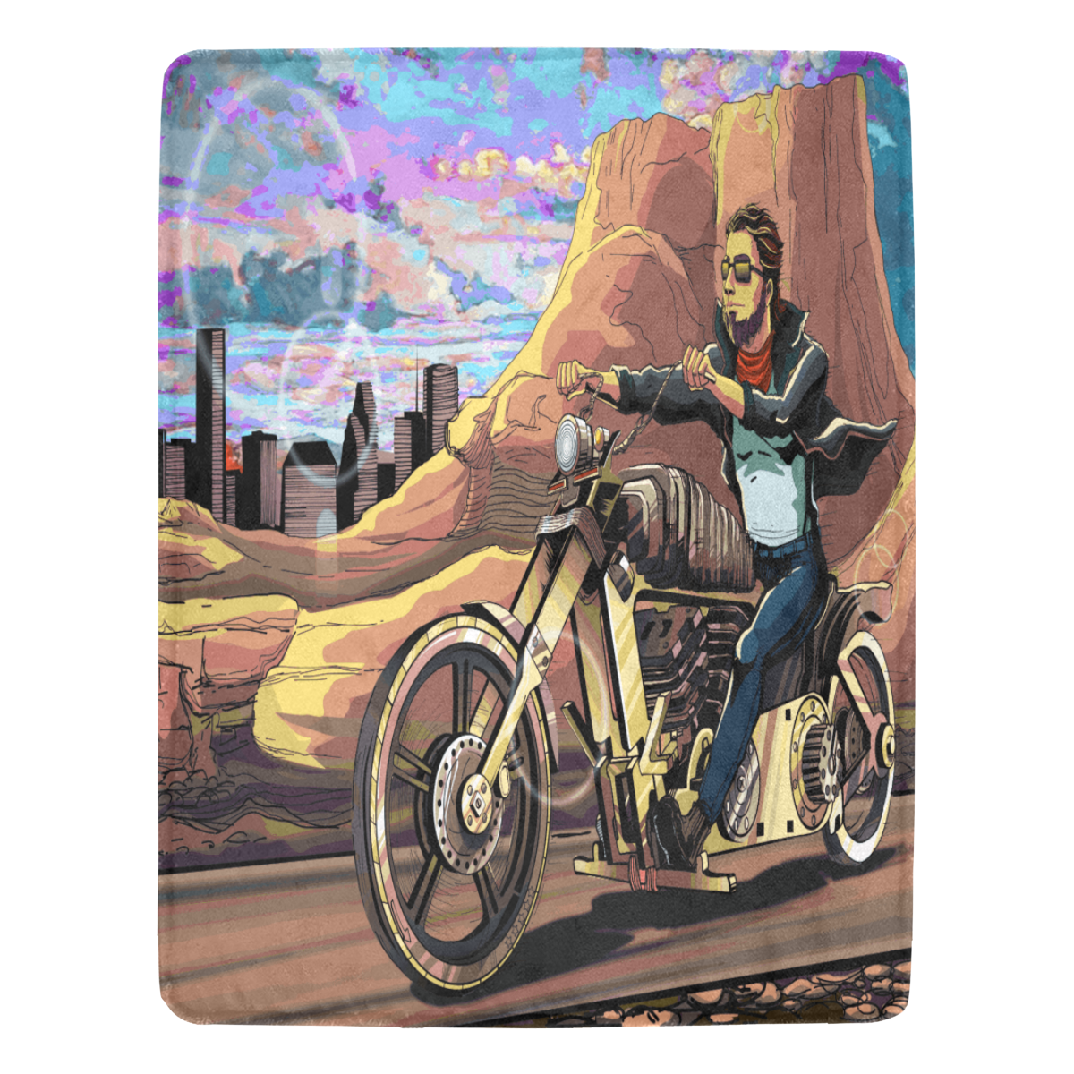 Eddie On His Motorcycle Fleece Blanket Ultra-Soft Micro Fleece Blanket 54''x70''