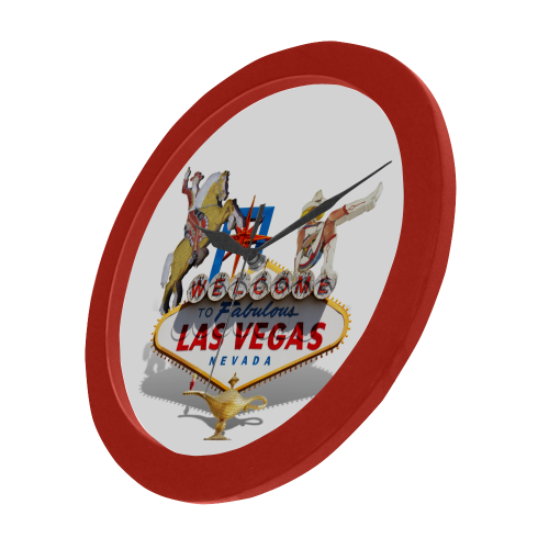 Las Vegas Welcome Sign (Red Frame) Circular Plastic Wall clock