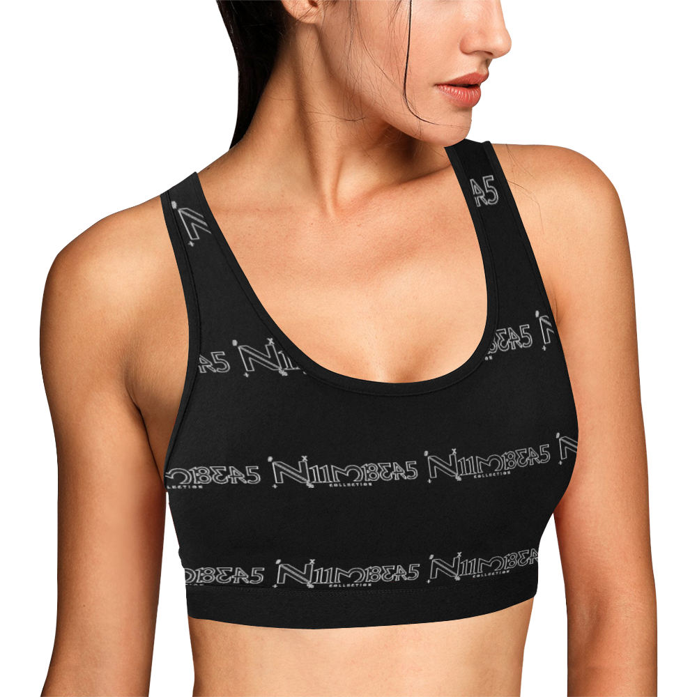 NUMBERS Collection Black Women's All Over Print Sports Bra (Model T52)