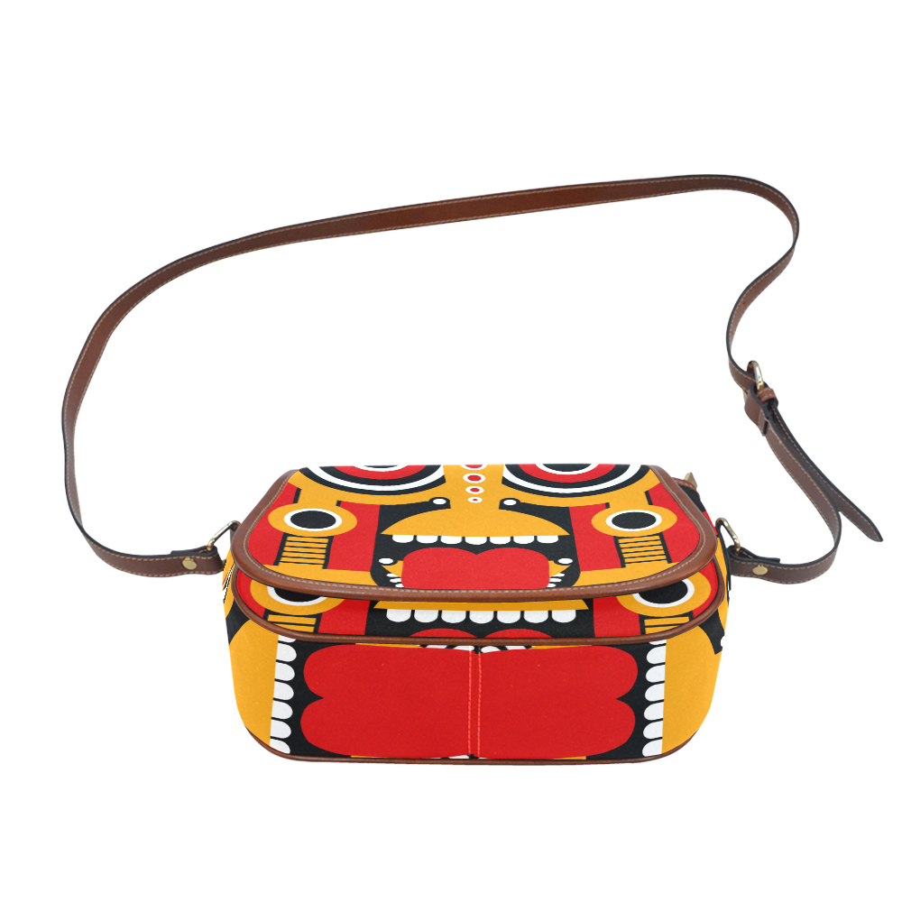 Red Yellow Tiki Tribal Saddle Bag/Small (Model 1649) Full Customization