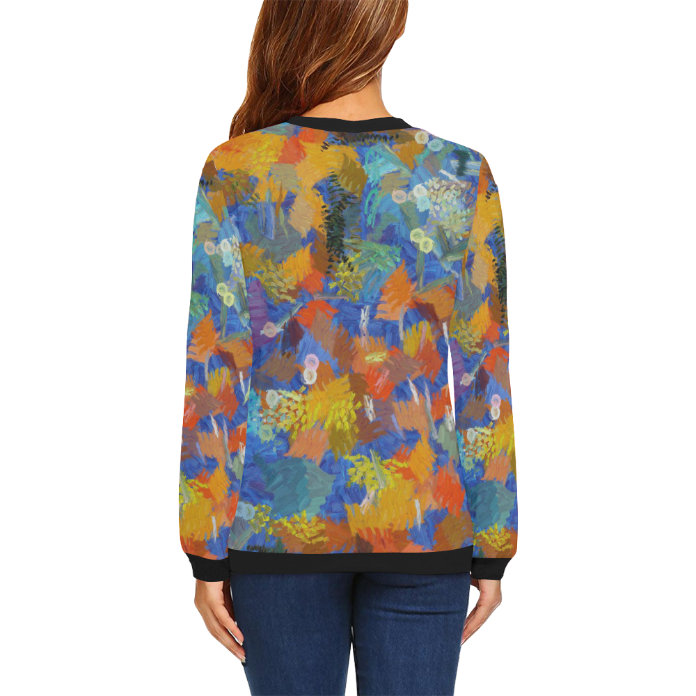 Colorful paint strokes All Over Print Crewneck Sweatshirt for Women (Model H18)