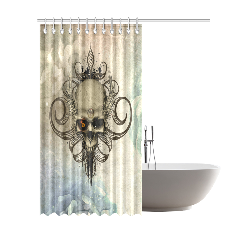 Creepy skull, vintage background Shower Curtain 69"x84"