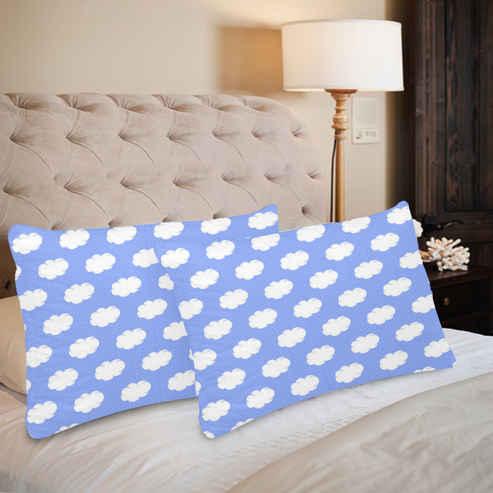 Clouds and Polka Dots on Blue Custom Pillow Case 20"x 30" (One Side) (Set of 2)