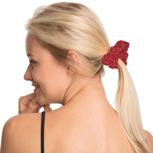 Red Glitter All Over Print Hair Scrunchie