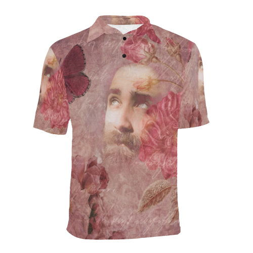 Romantic Guy Scrapbook Men's All Over Print Polo Shirt (Model T55)