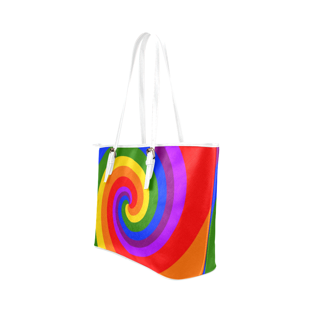 Rainbow Spiral Leather Tote Bag/Small (Model 1651)