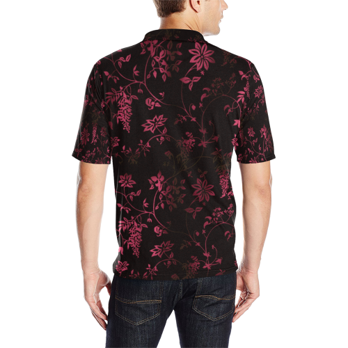 Gothic Black and Pink  Pattern Men's All Over Print Polo Shirt (Model T55)