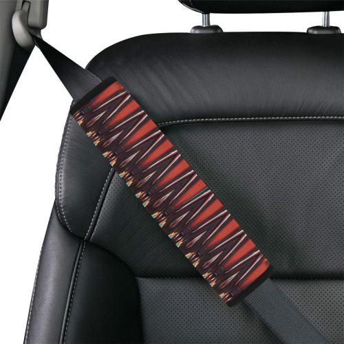 K172 Wood and Turquoise Abstract Car Seat Belt Cover 7''x12.6''