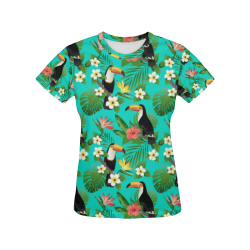 Tropical Summer Toucan Pattern All Over Print T-Shirt for Women (USA Size) (Model T40)