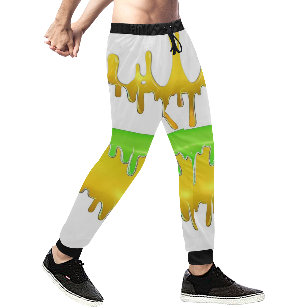 dripping paint in colors Men's All Over Print Sweatpants/Large Size (Model L11)