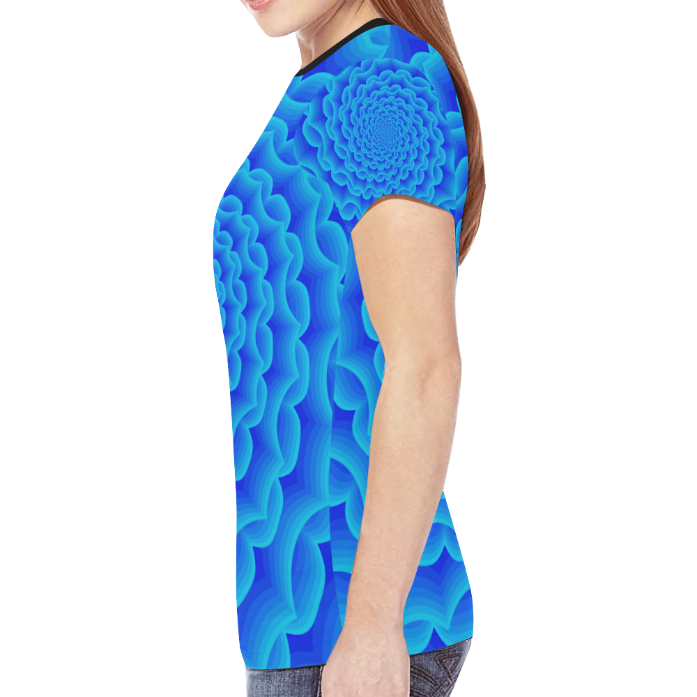 Royal blue spiralysis New All Over Print T-shirt for Women (Model T45)