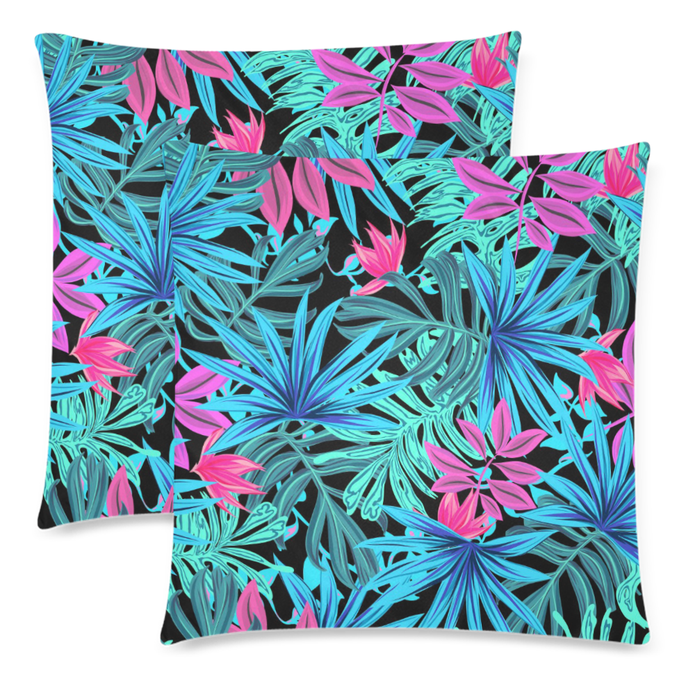 leaves Custom Zippered Pillow Cases 18"x 18" (Twin Sides) (Set of 2)
