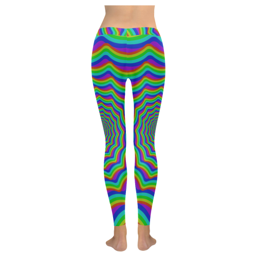 Rainbow shell vortex Women's Low Rise Leggings (Invisible Stitch) (Model L05)
