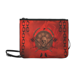 Skulls on red vintage background Slim Clutch Bag (Model 1668)