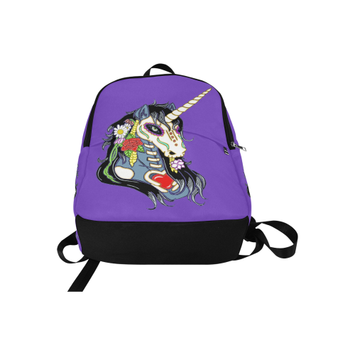 Spring Flower Unicorn Skull Purple Fabric Backpack for Adult (Model 1659)