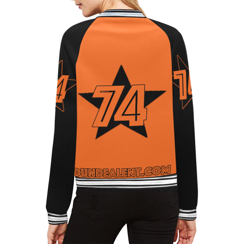 Dundealent 5 stars I orange /black All Over Print Bomber Jacket for Women (Model H21)