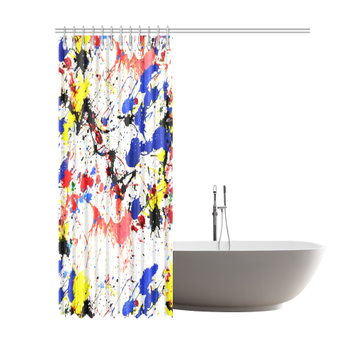 Blue and Red Paint Splatter Shower Curtain 69"x84"