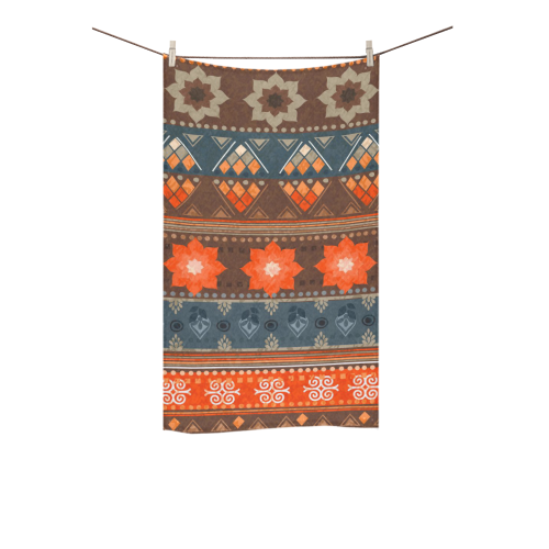 Ethnic Bohemian Brown, Orange, and Blue Custom Towel 16"x28"