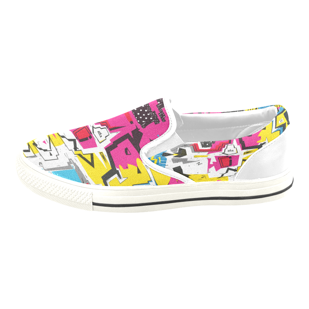 Distorted shapes Slip-on Canvas Shoes for Kid (Model 019)