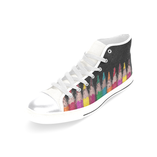 Color Pencils Women's Classic High Top Canvas Shoes (Model 017)