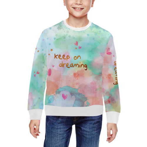KEEP ON DREAMING All Over Print Crewneck Sweatshirt for Kids (Model H29)