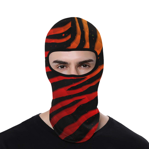 Ripped SpaceTime Stripes - Black/Red/Gold All Over Print Balaclava
