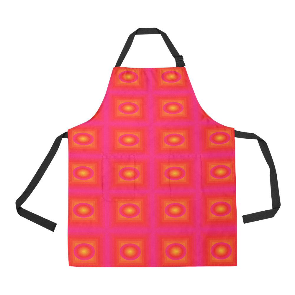 Pink yellow oval multiple squares All Over Print Apron