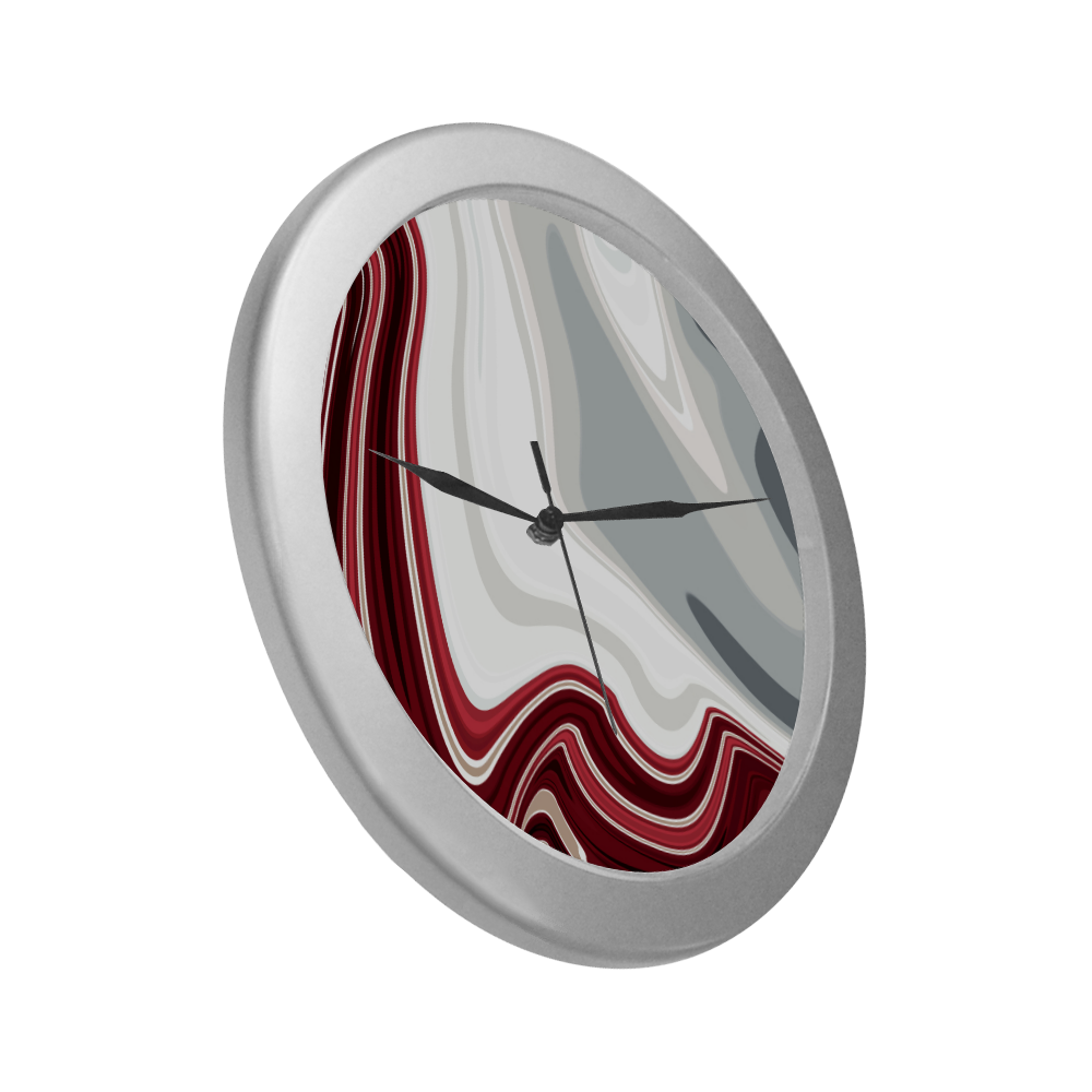 AbstractRed Silver Color Wall Clock