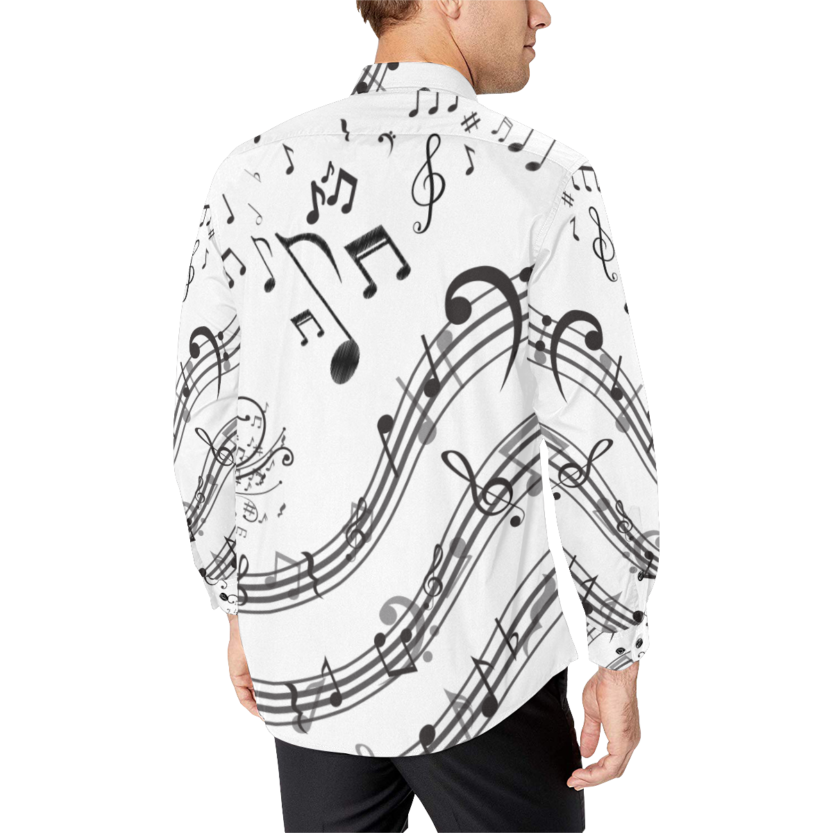 Music Notes Men's All Over Print Casual Dress Shirt (Model T61)