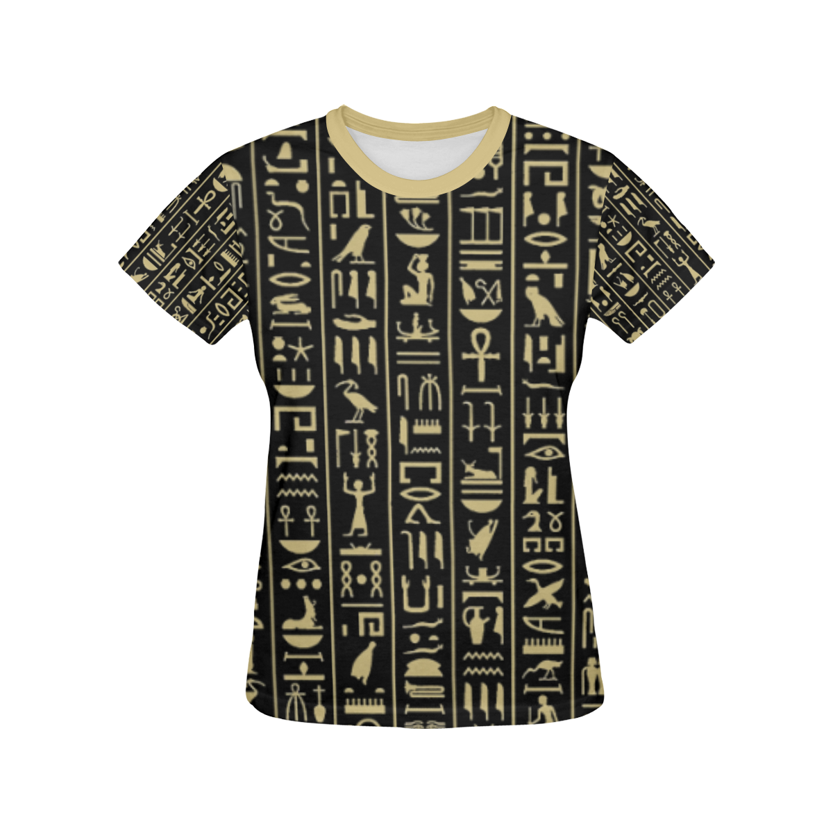 hieroglyphs alphabet All Over Print T-shirt for Women/Large Size (USA Size) (Model T40)