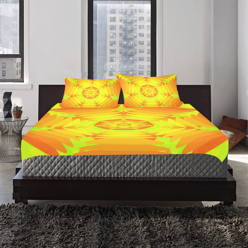 Flower orange yellow 3-Piece Bedding Set