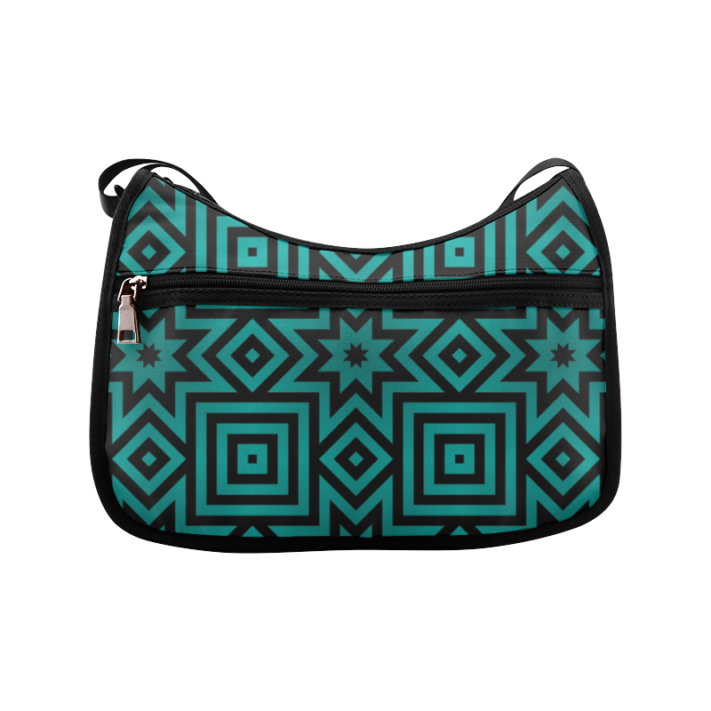 Teal/Black Tribal Pattern Crossbody Bags (Model 1616)