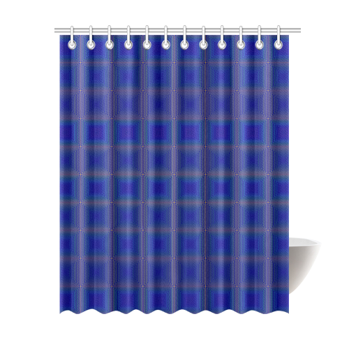 Royal blue golden multicolored multiple squares Shower Curtain 69"x84"